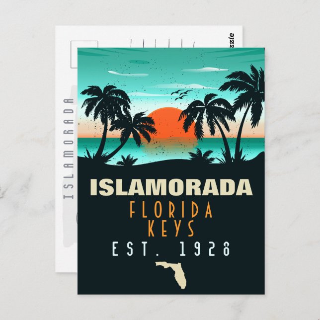 Postal Islamorada Florida Retro Sunset Beach Souvenirs (Anverso / Reverso)