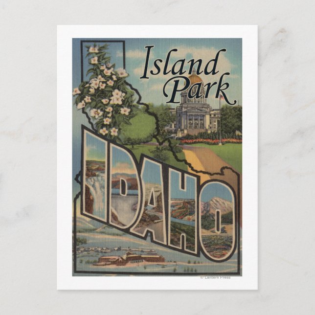 Postal Island Park, Idaho - Escenas de letras grandes (Anverso)