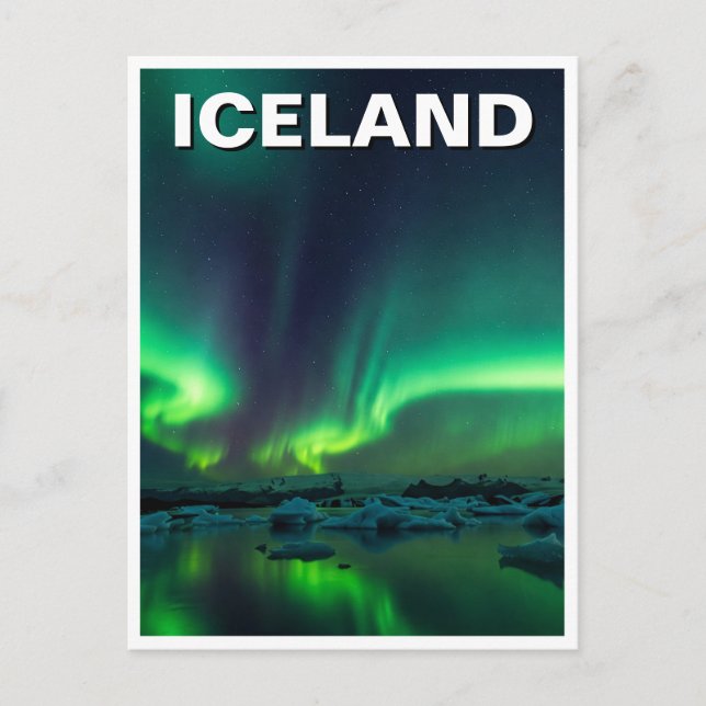 Postal Islandia Aurora Northern Lights Travel (Anverso)