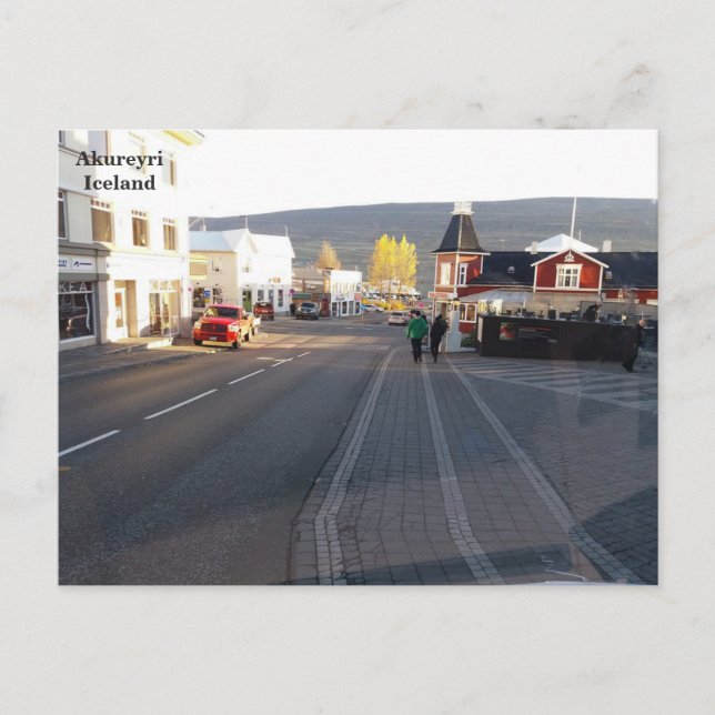 Postal Islandia, calle en Akureyri (Anverso)