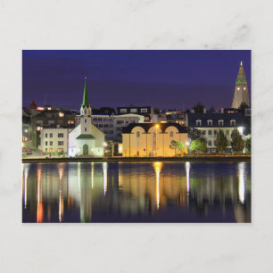 Postal Islandia - Medianoche de agosto en el centro de Re