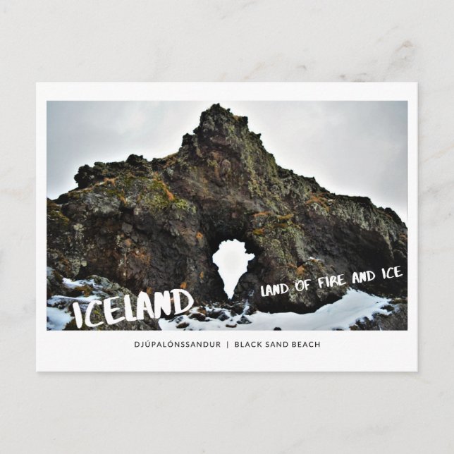 Postal Islandia, tierra de hielo y fuego, roca de lava, a (Anverso)