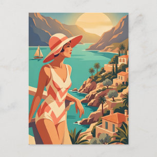 Postal Islas Baleares Mujer Vintage Escénica