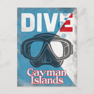 Postal Islas Caimán Vintage Máscara de Buceo Scuba