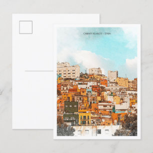 Postal Islas Canarias España Hermoso paisaje de pintura a