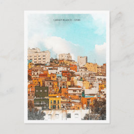 Postal Islas Canarias España Hermoso paisaje de pintura a