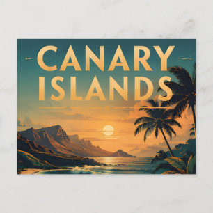 Postal Islas Canarias Paraíso Tropical Playa Atardecer