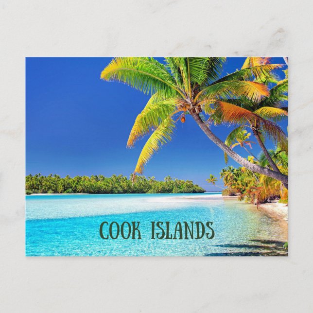Postal Islas Cook, palmeras tropicales, (Anverso)