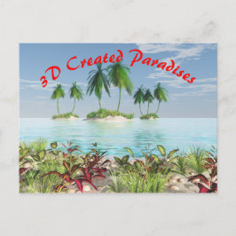 Postal Islas de palmeras tropicales de arena fina y tridi