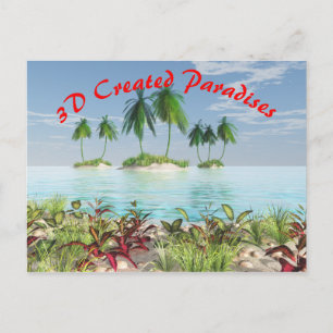 Postal Islas de palmeras tropicales de arena fina y tridi