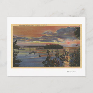 Postal Islas del bajo río Columbia en Sunsetand