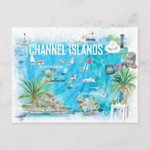 Postal Islas del Canal Guernsey Jersey Alderney Mapa