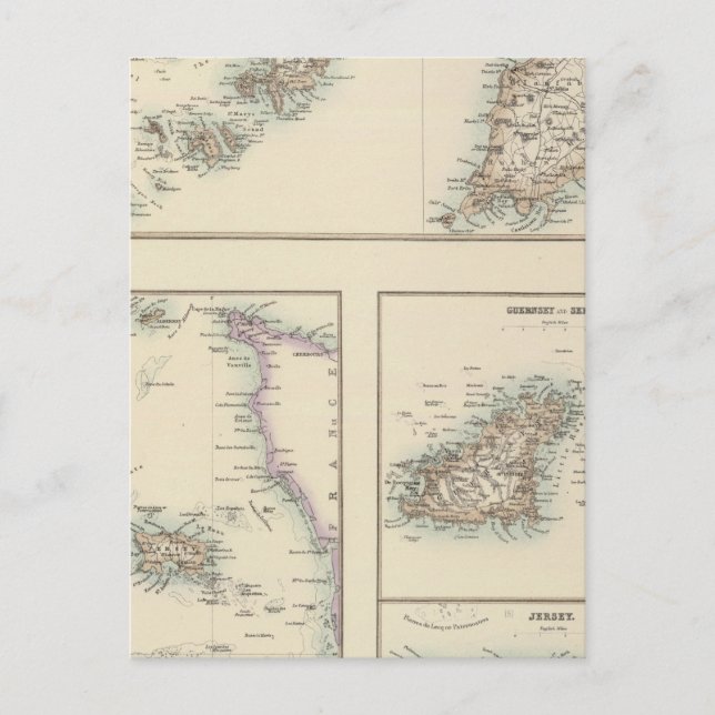 Postal Islas del Canal, Islas Cilly e Isla de Man (Anverso)