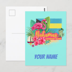 Postal Islas del Caribe retro flamingo vintage