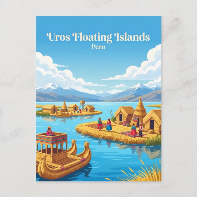 Postal Islas Flotantes de los Uros Perú (Anverso)
