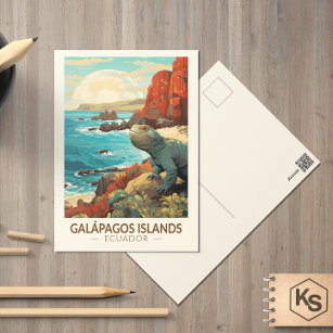 Postal Islas Galápagos: Vintage de arte de viajes
