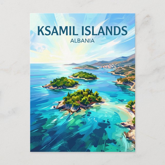 Postal Islas Ksamil Albania (Anverso)