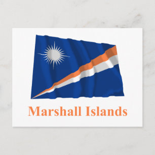 Postal Islas Marshall ondeando bandera con nombre
