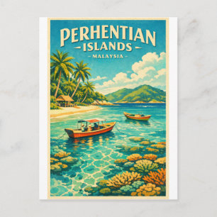 Postal Islas Perhentian, Malasia, en un vibrante