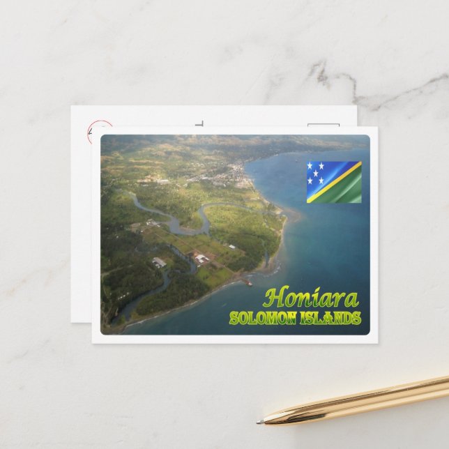 Postal Islas Salomón - Honiara - Vista aérea - (Anverso/Reverso In Situ)