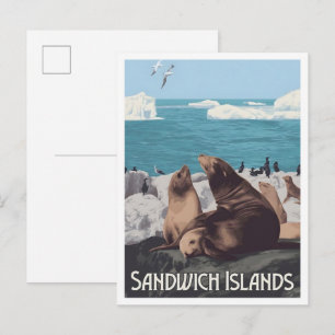 Postal Islas Sandwich Viajes Antiguos 