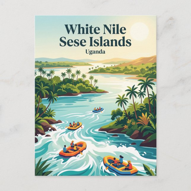 Postal Islas Sese del Nilo Blanco Uganda (Anverso)
