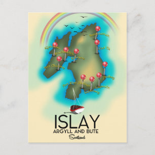 Postal Islay, Hébridas Interiores, mapa de Escocia arte d
