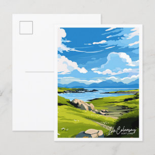Postal Isle Colonsay Escocia ilustracion Viaje Viaje Vint