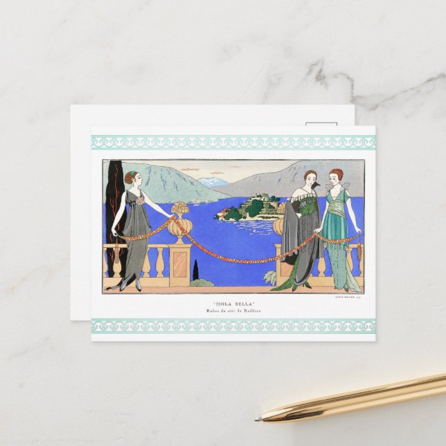 Postal Isola Bella por George Barbier (Anverso/Reverso In Situ)