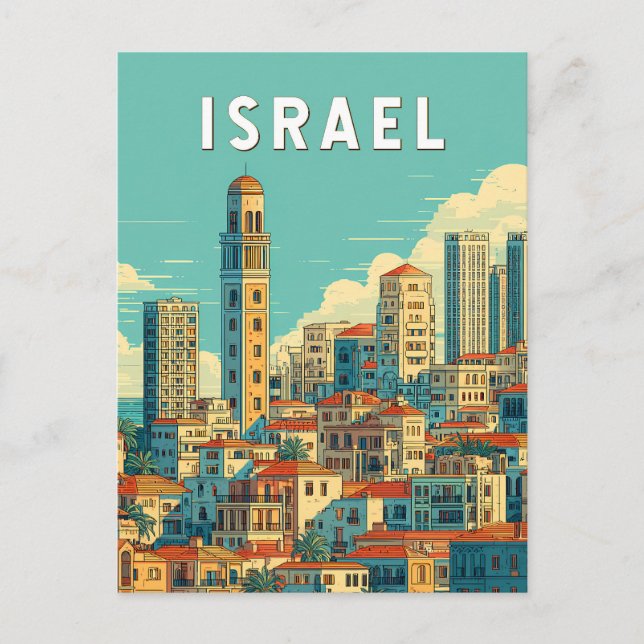 Postal Israel Illustration Travel Art Vintage (Anverso)