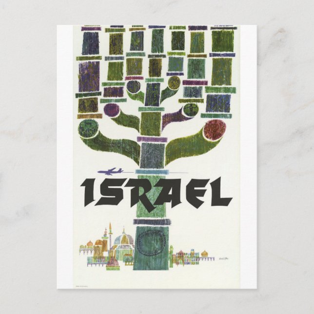 Postal Israel, Menorah, vintage aerolínea (Anverso)