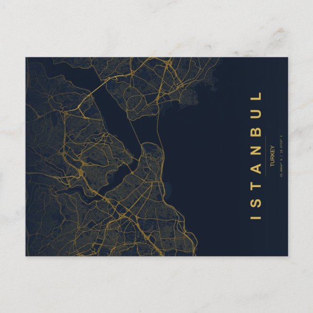 Postal Istanbul Türkiye Map Minimal (Anverso)