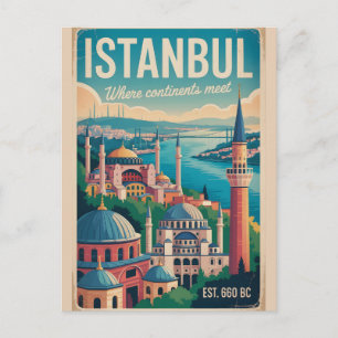 Postal Istanbul Turquía Retorno Silueta Ciudad Viaje