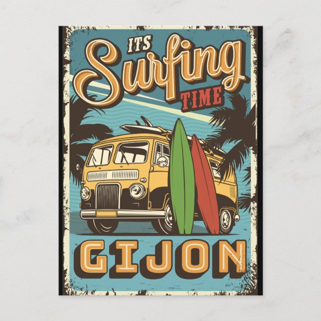 Postal   It is surf time in Gijon (Anverso)