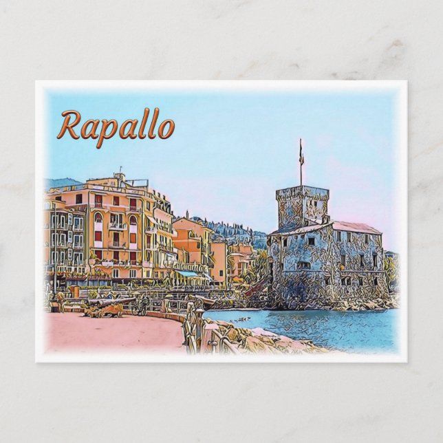 Postal IT ^ Rapallo - Castillo - Marcha de besos (Anverso)