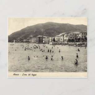 Postal Italia, Alassio, nadando en el Mediterráneo