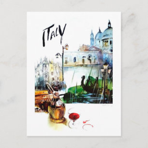 Postal Italia, atracciones turísticas, pintura, arte, vin