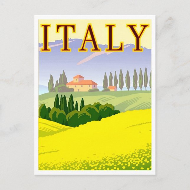 Postal Italia Campos de primavera inspirados retro (Anverso)