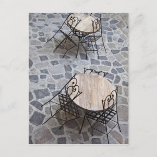Postal Italia, Cerdeña, Castelsardo. Mesas de café.