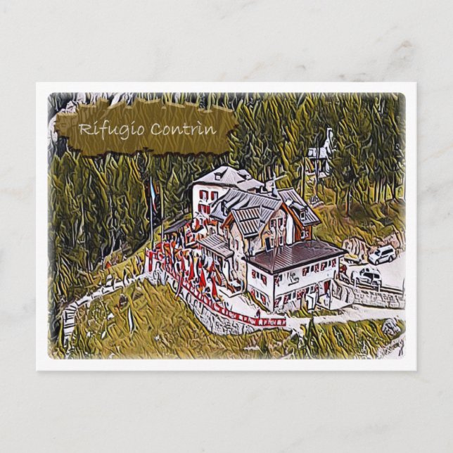 Postal Italia - choza alpina Contrin - Dolomiti (Anverso)