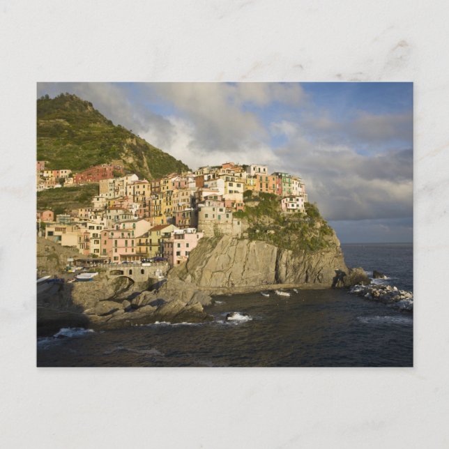 Postal Italia, Cinque Terre, Manarola. Aldea al acantilad (Anverso)