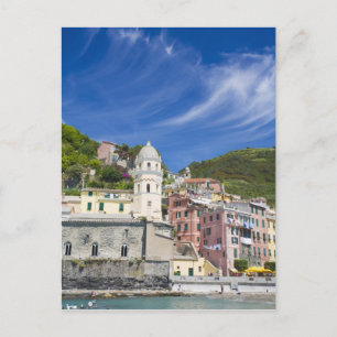 Postal Italia, Cinque Terre, Vernazza, Puerto e Iglesia