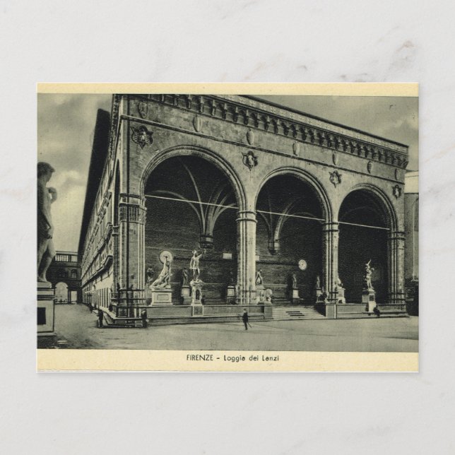 Postal Italia, Florencia, Firenze, 1908, Loggia dei Lanzi (Anverso)
