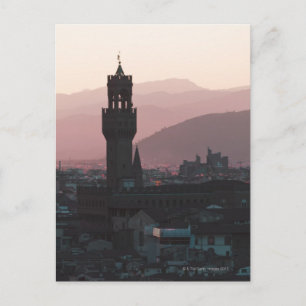 Postal Italia, Florencia, Torres en la ciudad al atardece