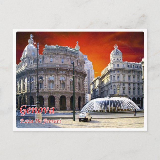 Postal Italia - Liguria - Génova - Piazza Ferrari - (Anverso)