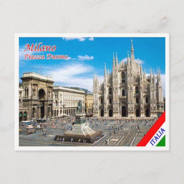 Postal Italia - Lombardía - Milán - Plaza del Duomo - (Anverso)