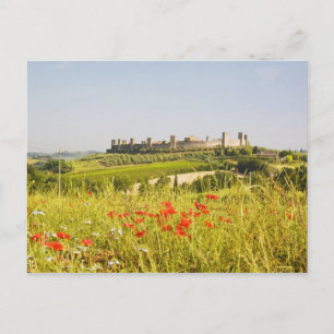 Postal Italia, Monteriggioni, vista de campo de