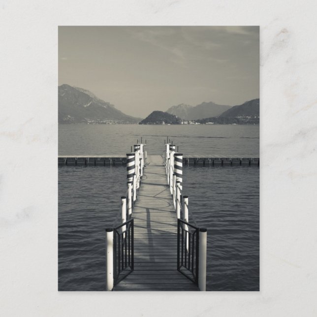 Postal Italia, Provincia de Como, Tremezzo. Pier de lago. (Anverso)