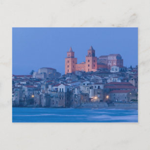 Postal Italia, Sicilia, Cefalù, Vista con Duomo desde