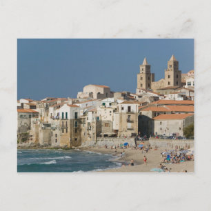 Postal Italia, Sicilia, Cefalù, vista della ciudad con Du